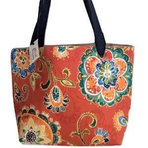 Orange Floral Handmade Tote Bag